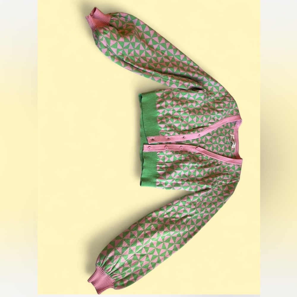 PacSun Green and Pink Geometric Cardigan